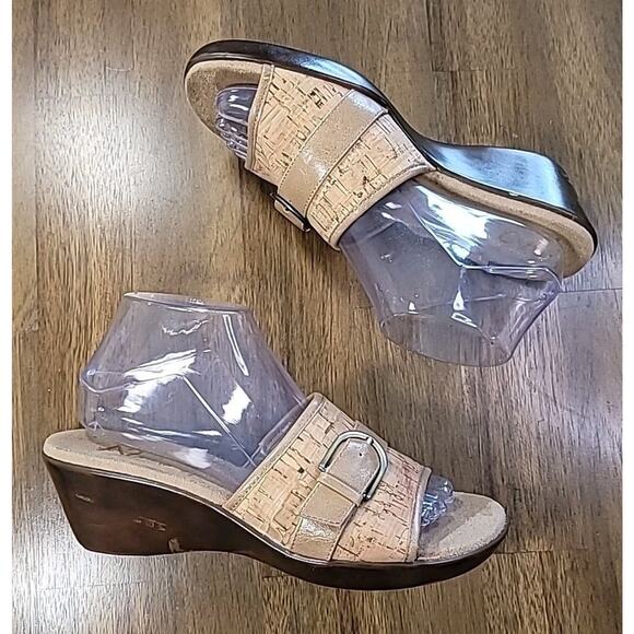 A2 by Aerosoles Cork Wedge Comfort Sandals Tan Women’s 8 GUC - Picture 4 of 10